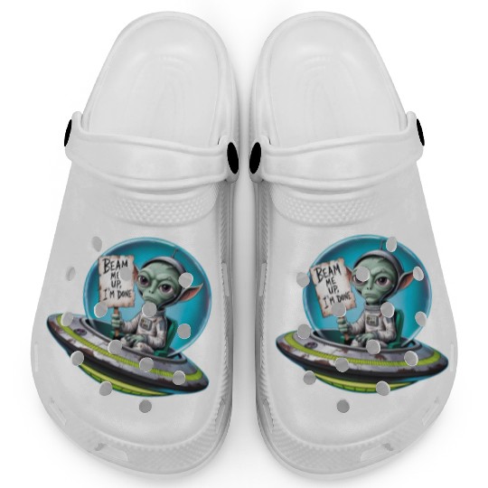 UFO Mars beam me up Allien Clogs