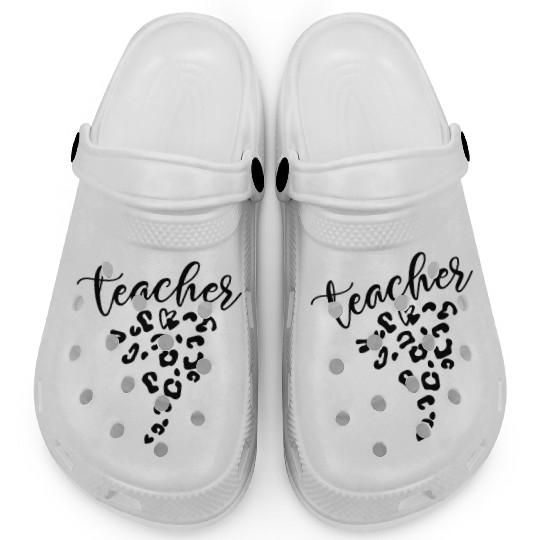 Teacher Leopard Heart Design for School Educators Clogs