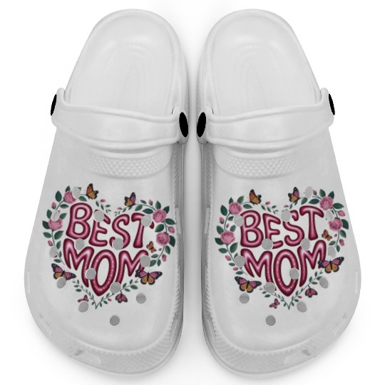 Trendy Best Mom Ever, Mother's Day Heart Floral Clogs