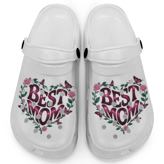 Trendy Best Mom Ever, Mother's Day Heart Floral Clogs