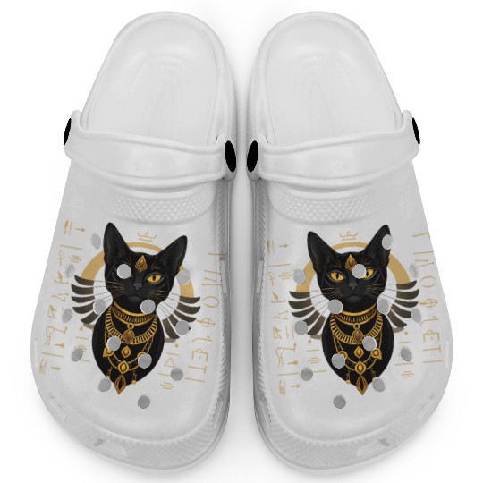 Elegant black Egyptian cat Bastet Clogs