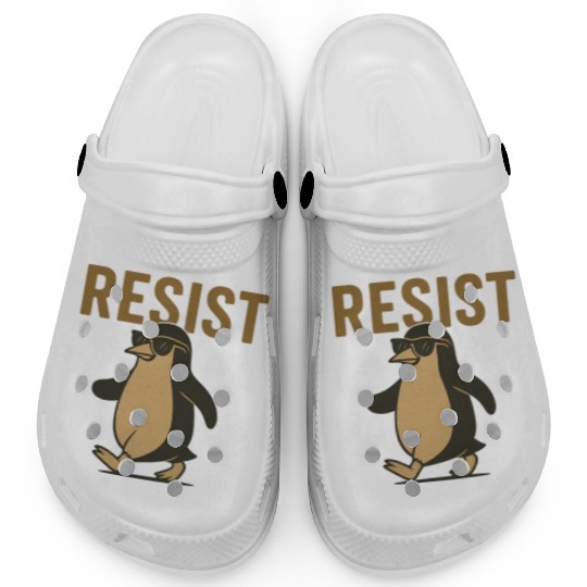 Resist Penguin Activism - Funny Protest Graphic Clogs