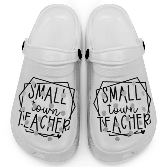 Small Town Teacher Heart Graphic for Educators Clogs