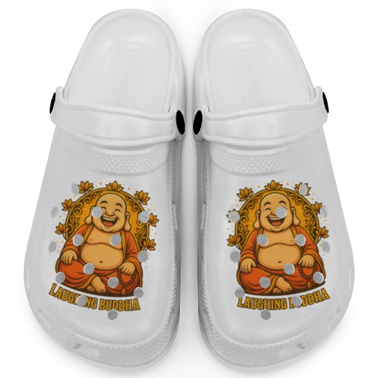 Laughing Buddha Cartoon Illustration | Zen Art Clogs