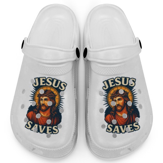 Jesus Saves Clogs Design | Bold Semi-Realistic