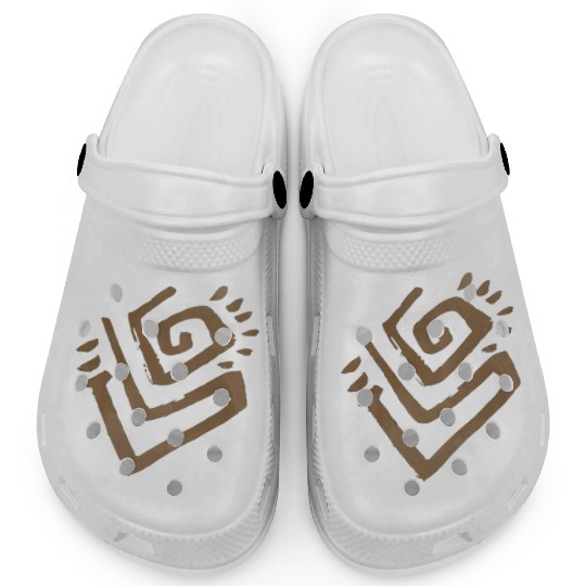 Abstract Spiral Symbol in Light Brown on Texture Clogs