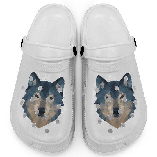 Geometric Wolf Face – Bold Abstract Wild Animal Ar Clogs