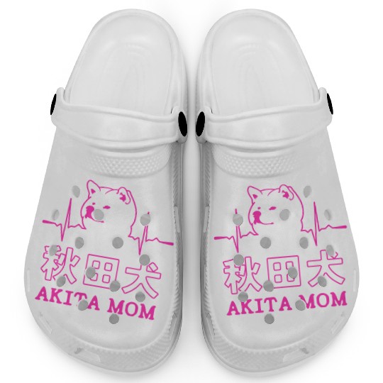 Akita Dog Mom Heartbeat Clogs