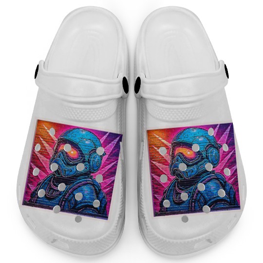 Neon Cyberpunk Astronaut Clogs