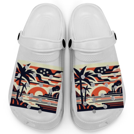 Twilight Palm & Factory Scene Clogs