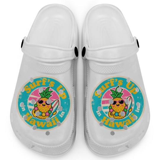 Aloha Vibes Pineapple Surfer Vintage Hawaiian Clogs