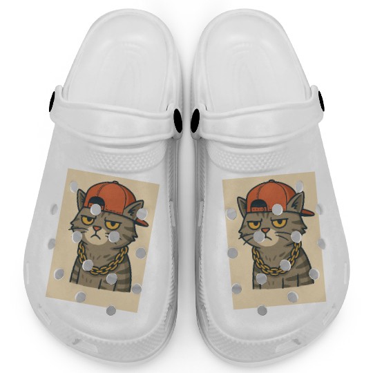 Urban Cat Gangster Illustration Clogs