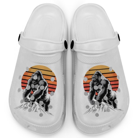 Mighty Gorilla Roaring on Mountain Sunset Clogs