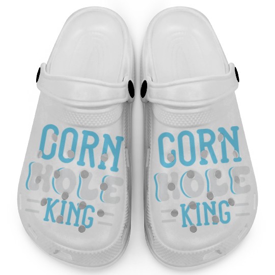 Cornhole King Distressed Badge Clogs