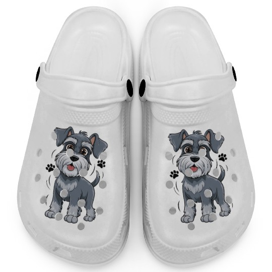 Adorable Schnauzer Pup Illustration With Big Eyes Clogs