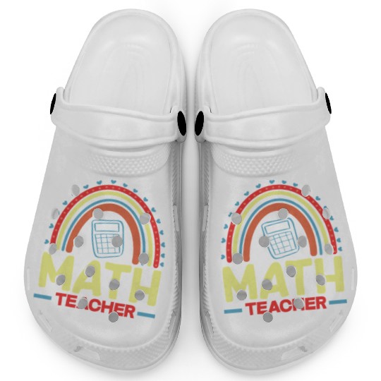 Math Teacher Rainbow Graphic Art Clogs