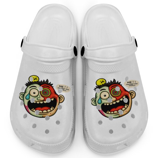 Crazy Cartoon Face with Multicolor Eye – Funny Clogs