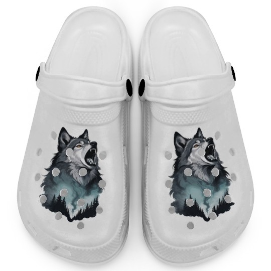 Howling Wolf Under the Northern Sky Clogs