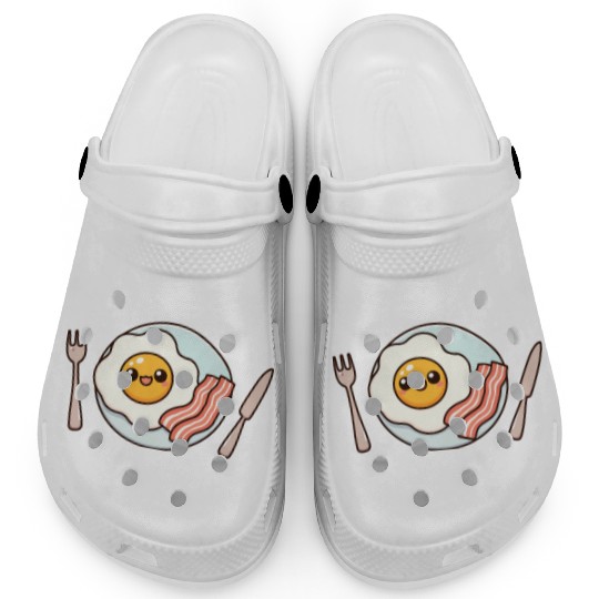 Whimsical Sunny Side Fried Egg Design Clogs