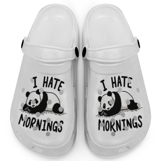 Panda I Hate Mornings Saying Clogs