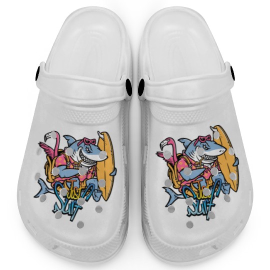 Just Surf – Cool Shark with Surfboard & Flamingo Clogs