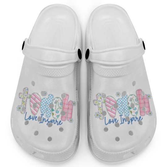 Preppy Teacher Teach Love Inspire Clogs
