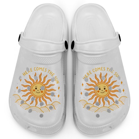 Here Comes The Sun Wavy Folk Art Retro 60s Clogs