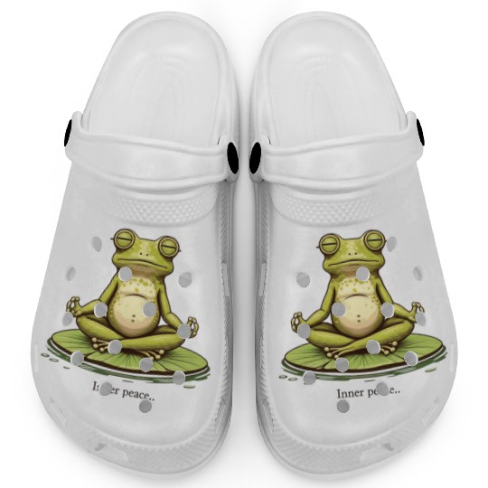 Funny Zen Frog Meditating on Lily Pad – Yoga Clogs