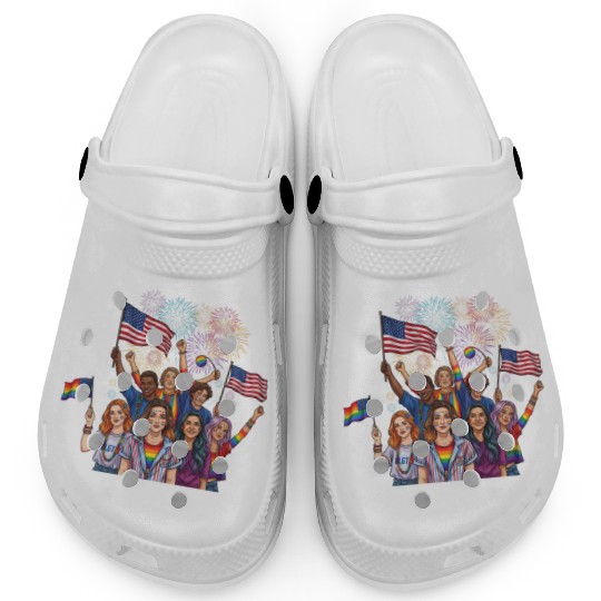 lgbt community raibow with us flag Clogs