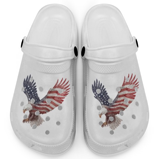 Bald Eagle with the American Flag Forming Wings Clogs
