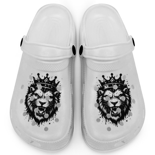 Royal Lion with Crown – Powerful Animal Motif Clogs