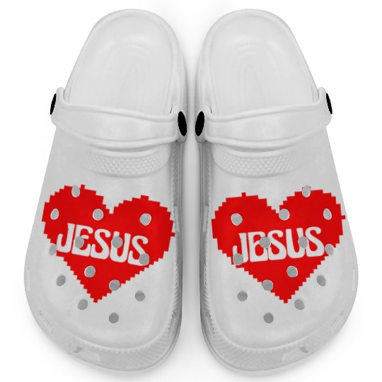 I LOVE JESUS PIXEL ART Clogs