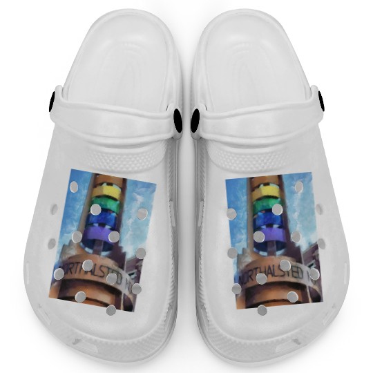 Legacy LGBTQ Rainbow Pylon Chicago Landmark Art Clogs