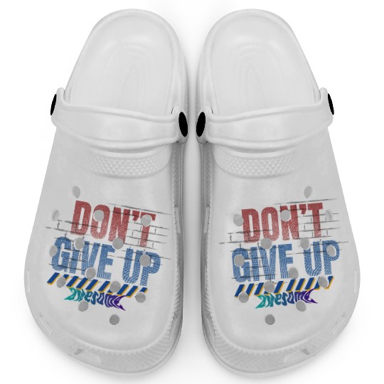 Red and Blue Urban Typography Clogs Design