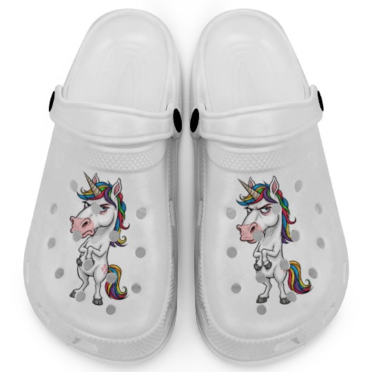 Moody Rainbow Unicorn: Not Today! Clogs