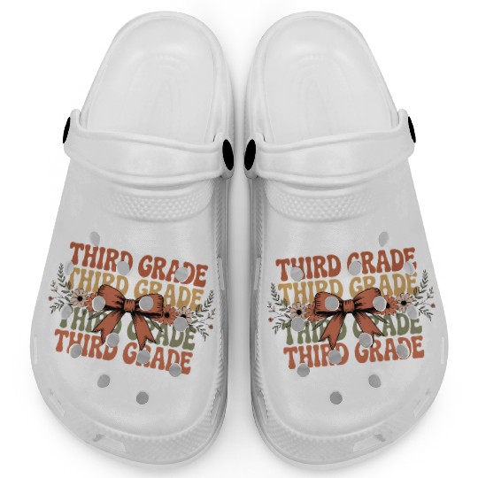 Third Grade Boho Bow Retro Floral Back to School Clogs