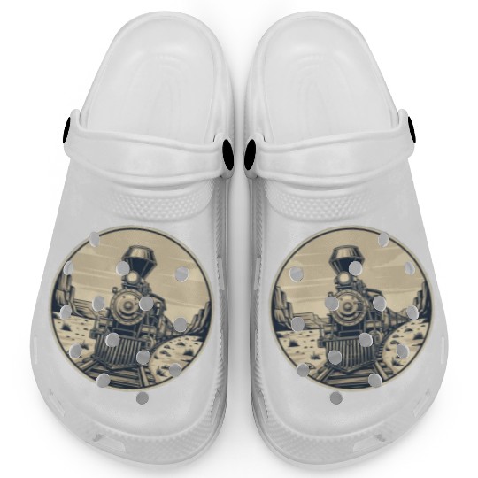 Vintage Western Steam Train Badge Clogs