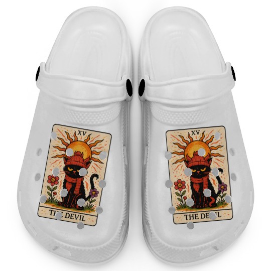 Devil Cat Tarot Card, Grumpy Cat Art, Mystical Clogs