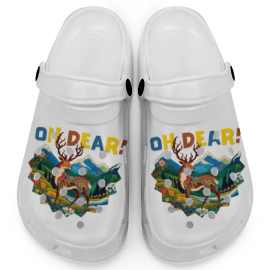 Oh-Dear-Wanderlust-Deer-in-Jungle-Tibetan-Folk-Art Clogs