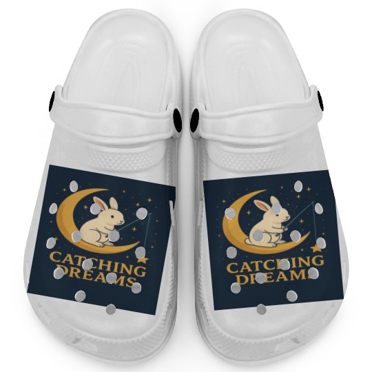 Charming Bunny Moon Dream Illustration Clogs