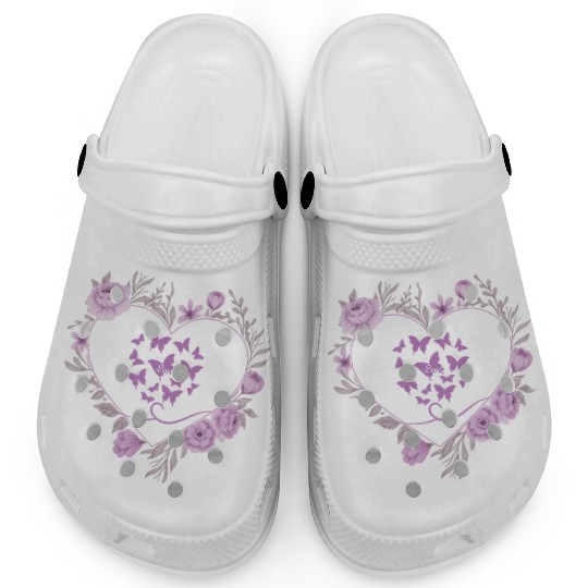 heart with roes frams and butterflies Clogs