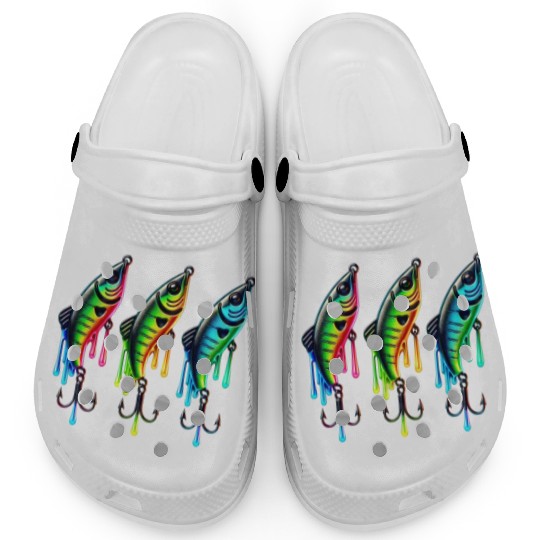 Neon Rainbow Fish Trap Clogs