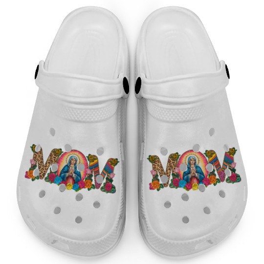 Floral Mom Mother Mary Leopard Rainbow Clogs