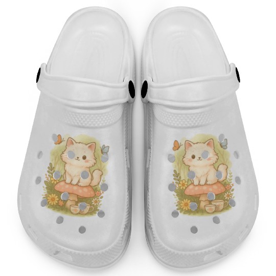 Kawaii Cottagecore Mushroom Cat Clogs