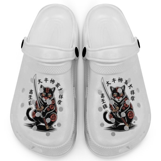 Mythical Japanese Warrior Cat Design Clogs