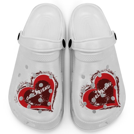 Grunge Style I Love My Girlfriend Heart Design Clogs