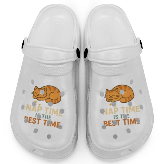 Cute Sleeping Cat Nap Time Design Clogs