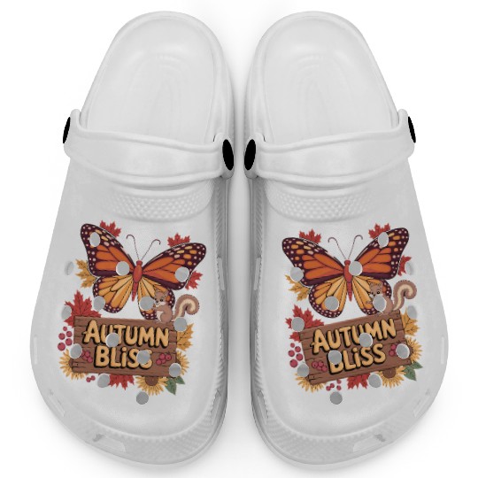 Autumn Bliss Butterfly Squirrel Leaves Fall Vibes Clogs