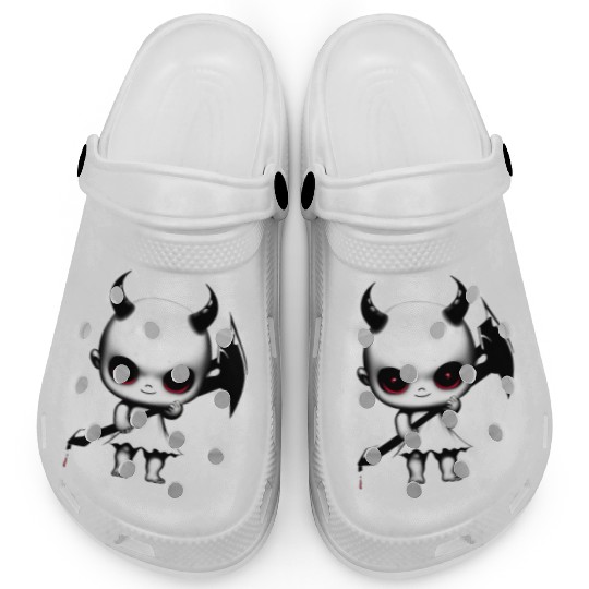 Cute Demon Baby with Horns and Bat Wings Clogs