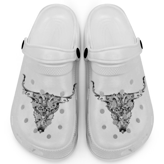 Floral bull skull in a mystical tattoo style Clogs